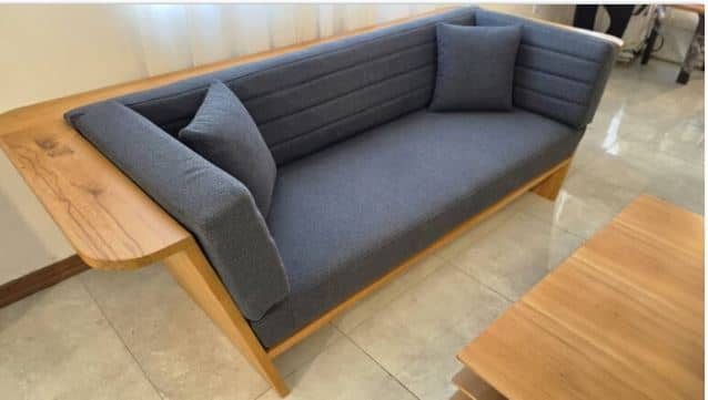Zed Design Liana Modern 3-Seater Solid Natural Wood Sofa with 3.5 cm Wooden Frame, Upholstered Cushions & Hypoallergenic Finish