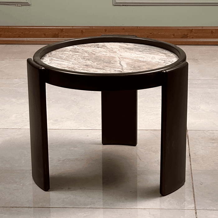 Zed Design Comfort Nesting Tables with Ceramic Tops & Natural Wood Structure