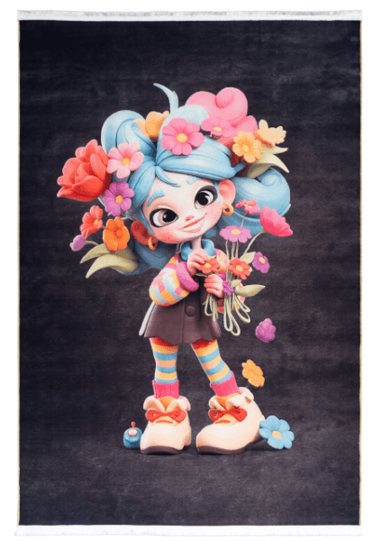 Polyester-Polyogen Rug, Kids Collrction,Black 25KD0000