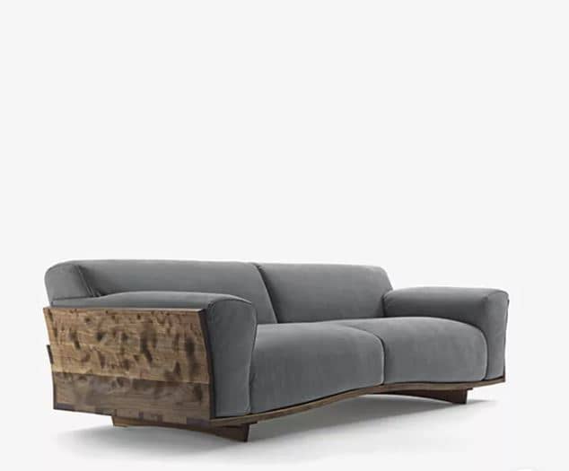 Zed Design Modern Minimalist Wooden Sofa with Natural Walnut Veneer, 230 cm
