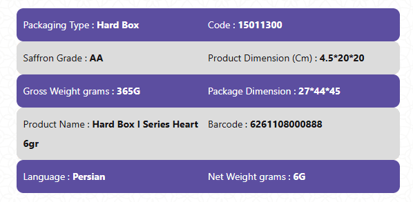 Pure Red Saffron Grade AA-Hard Box I Series Heart 6gr