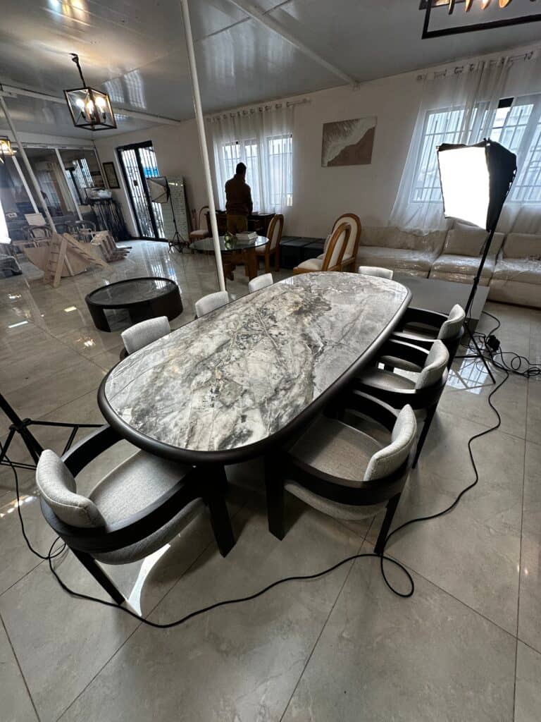 Zed Design Comfort Beech Ceramic Slab Dining Table