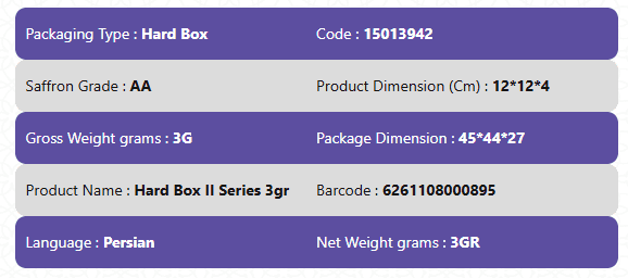 AR1 Grade Red Saffron-Hard Box II Series 3g