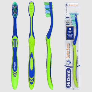 HiDent Cross Action soft-medium toothbrush with cap