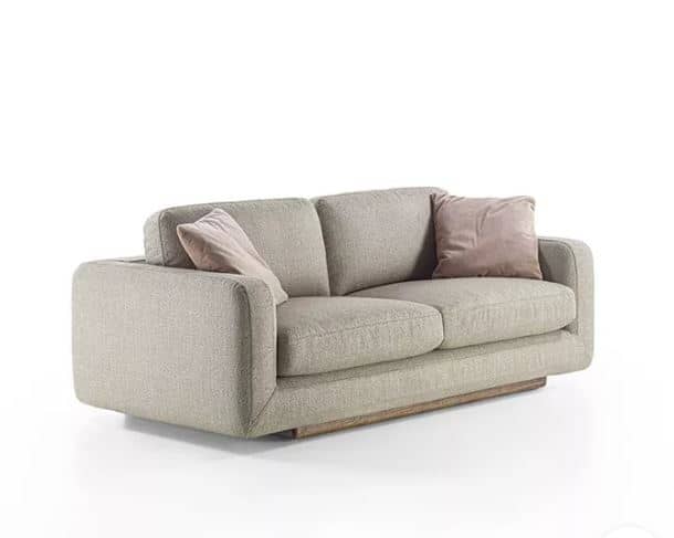 Zed Design Manely Modern Minimalist Walnut Wood Sofa with Polyurethane Foam