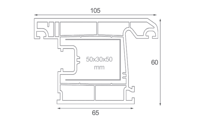 outside opening door sash profile 60mm