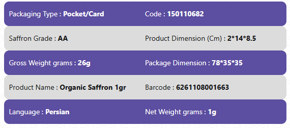 Organic Saffron Grade AA- 1gr