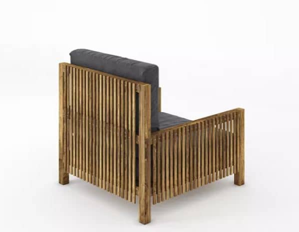 Zed Design Modern Solid Natural Walnut Wood Upholstered Armchair with Custom Fabric Upholstery