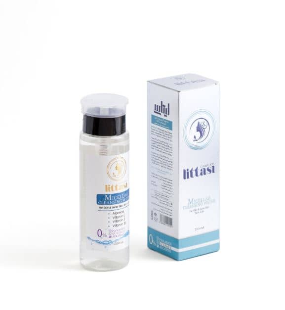 Littasi Sulfate-Free & Paraben-Free Micellar Cleansing Water for Oily & Normal Skin , Oil Control Makeup Remover with Vitamins C, E & B5 and Aloe Vera Extract for Face, Eyes & Lips (200 ml)