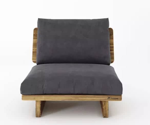 Zed Design Modern Minimalist Walnut Wood Upholstered Lounge Chair