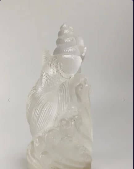 Handcrafted Natural Quartz Fish Design Perfume Bottle with Snail Lid Decorative Gemstone Collectible