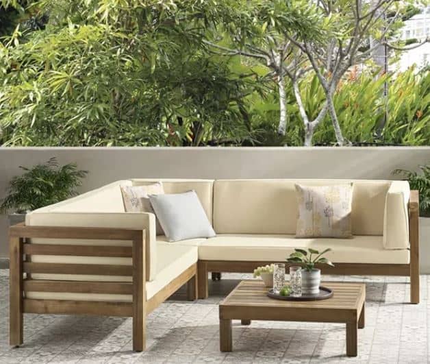 Zed Design Modern Walnut Wood Customizable Sectional Sofa with Fabric Upholstery