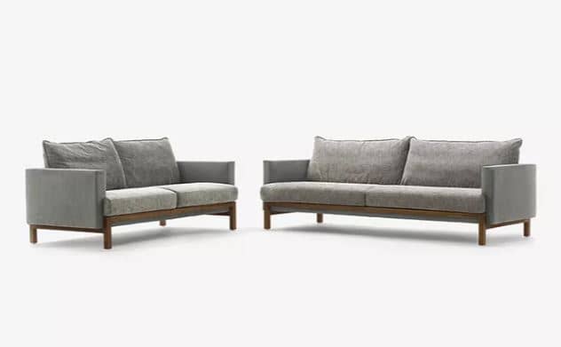 Zed Design Arusha Modern 3-Seater Upholstered Sofa with Solid Natural Walnut Wood Frame, 220 cm