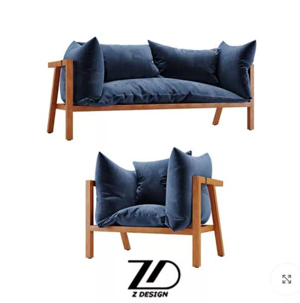 Zed Design Modern Walnut Living Room Furniture Set with Custom Upholstery