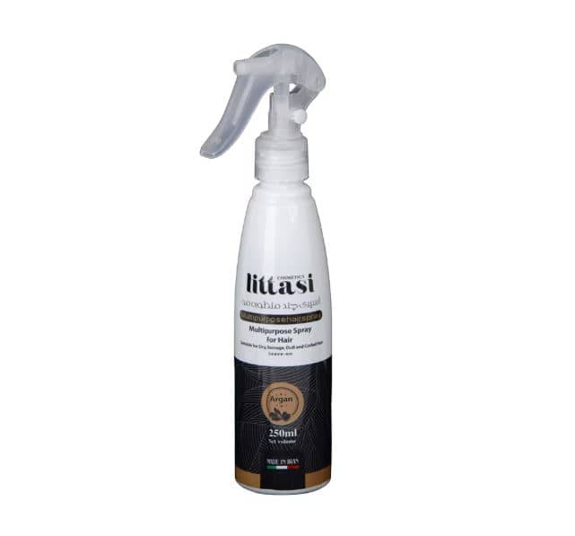 Littasi Professional Multi-Benefit Leave In Hair Care & Heat Protection Spray with Argan Oil, Castor Oil, Hydrolyzed Keratin, Aloe Vera, Vitamin E & Pro-Vitamin B5  250 ml