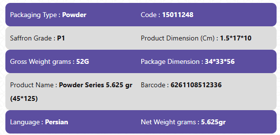 Pure Saffron Grade P1-Powder Series 5.625 gr (45*125)