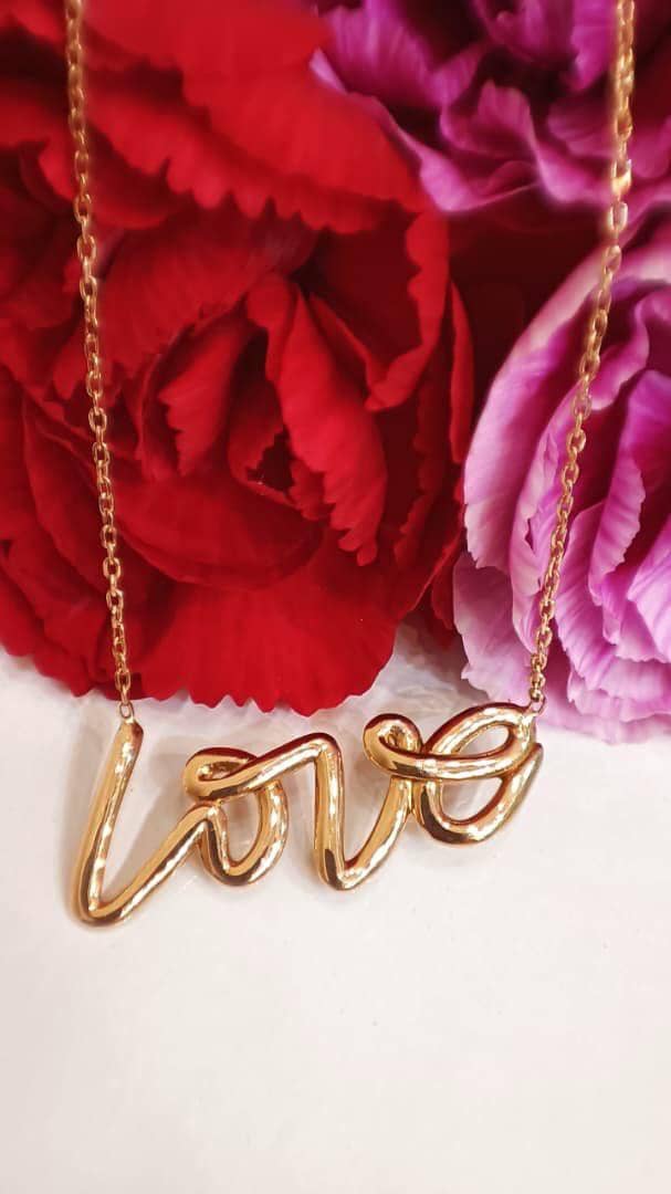 Golden Love Script Necklace