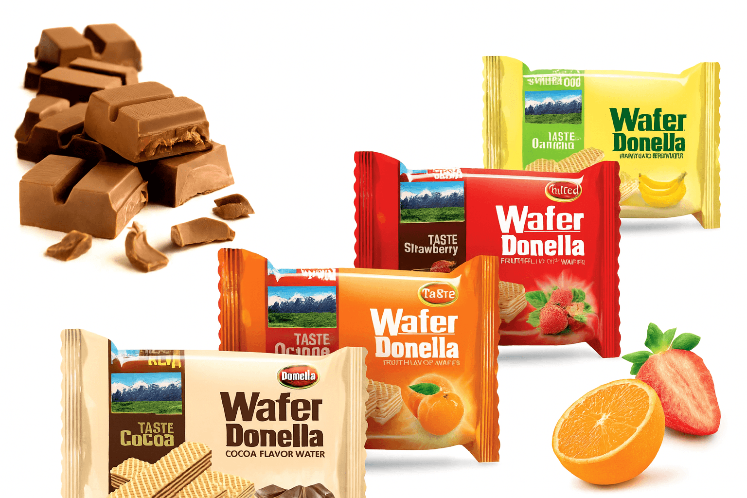 Donella Fruit & Cocoa Flavored Wafer Premium Crispy Series