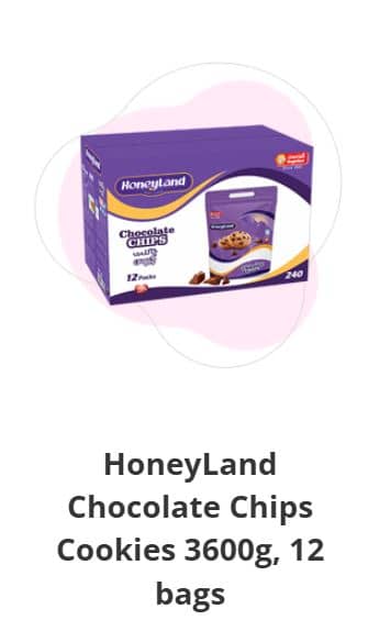 Печенье с шоколадной крошкой HoneyLand 3600 г, 12 пакетов