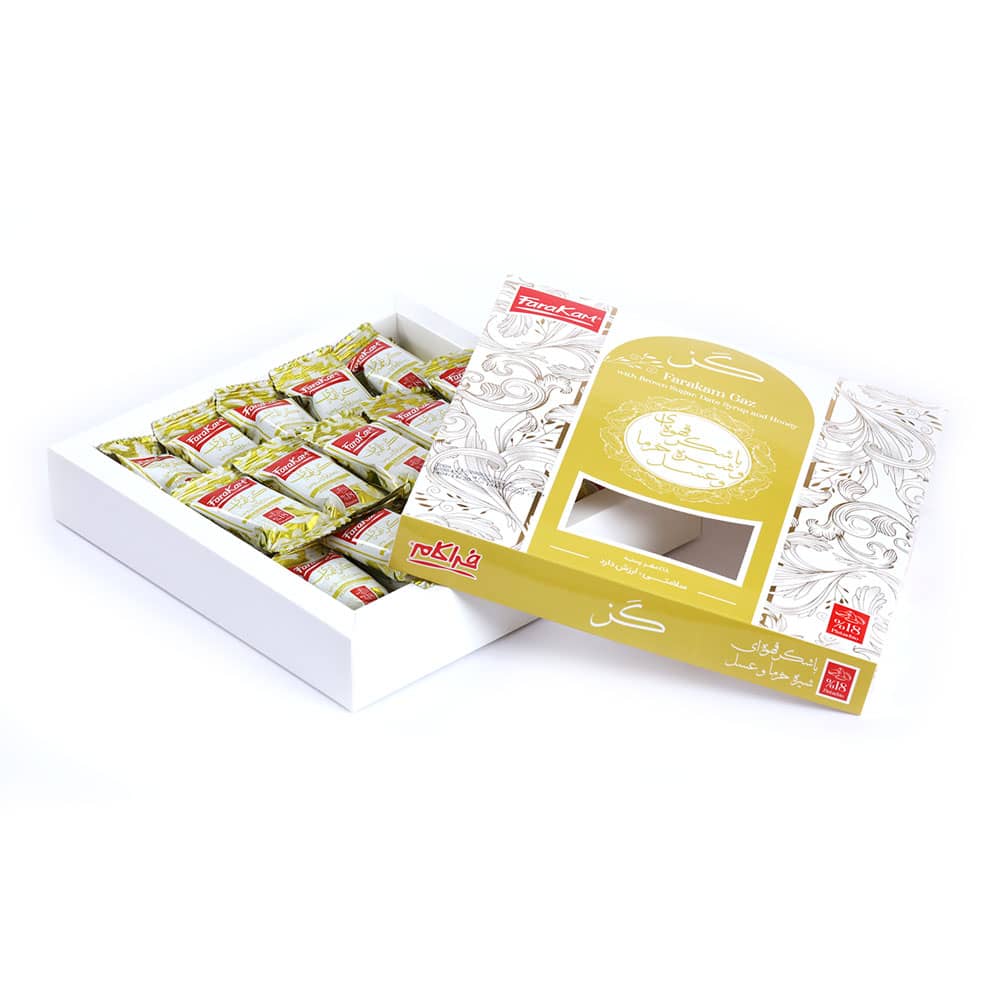 Traditional Persian Gaz Nougat Sweetened with Date Syrup, Brown Sugar & Honey