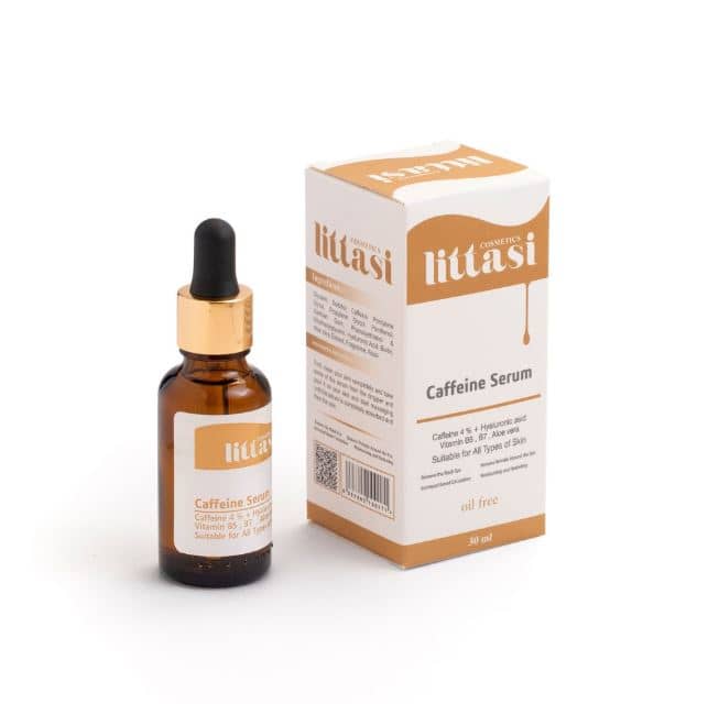Littasi Professional Caffeine 4% Under Eye Serum with Hyaluronic Acid, Vitamins B5 & B7, and Aloe Vera Extract  Dark Circle, Puffiness & Fine Line Hydrating Eye Treatment for All Skin Types, 30 ml