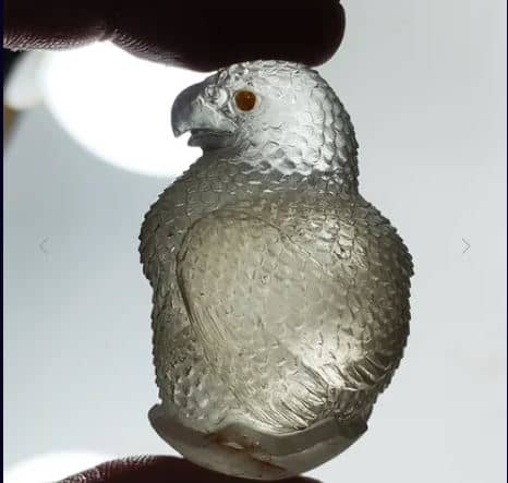 Handcrafted Smoky Quartz Mini Eagle Chick Perfume Bottle Decorative Collectible Statue Pendant Ornament