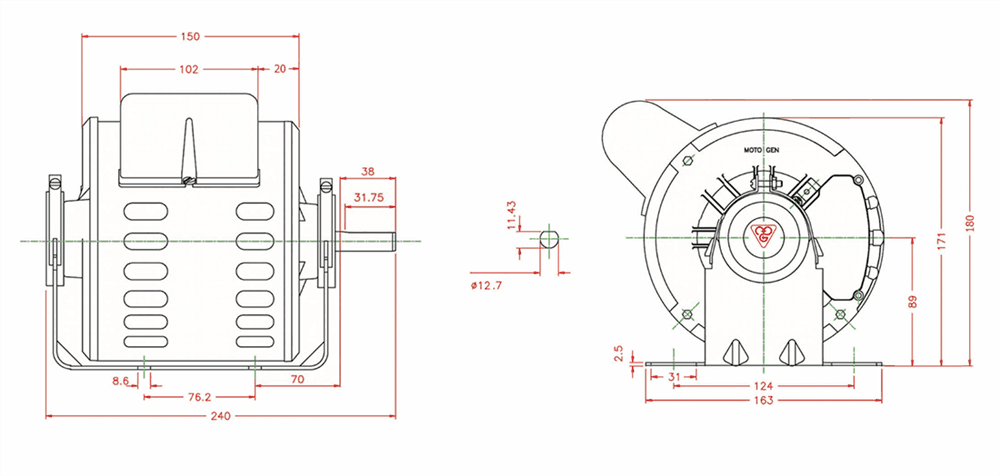 Electromotor cooling single-phase induction two-speed - 61511111100009