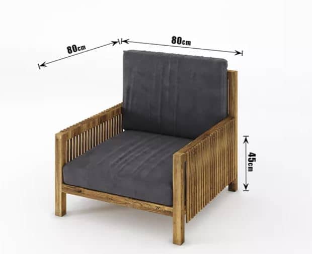 Zed Design Modern Solid Natural Walnut Wood Upholstered Armchair with Custom Fabric Upholstery
