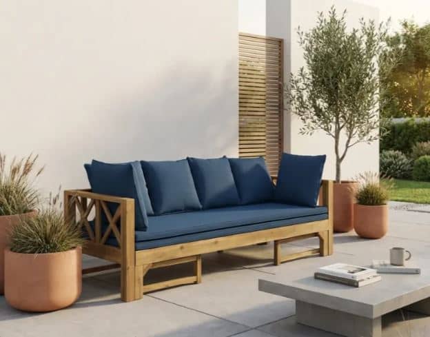 Zed Design Modern Classic Russian Wood 3-Seater Convertible Sofa Bed with Customizable Upholstery