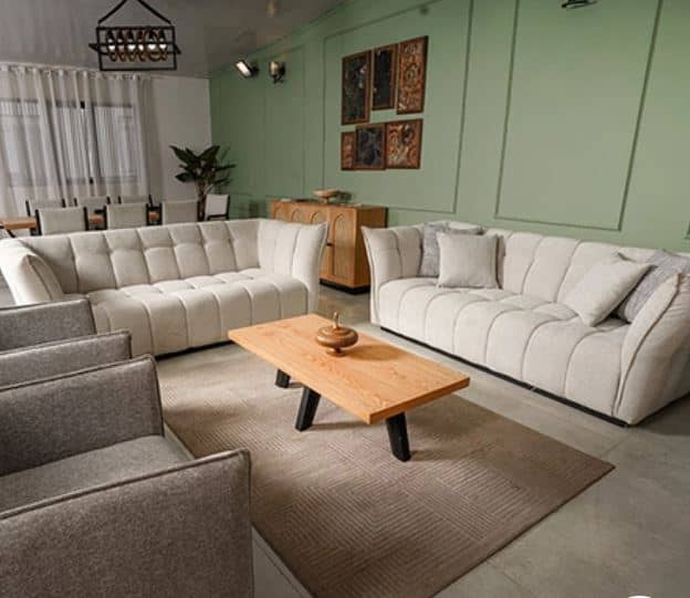Zed Design Modern 8-Seater Solid Beech Wood Living Room Sofa Set