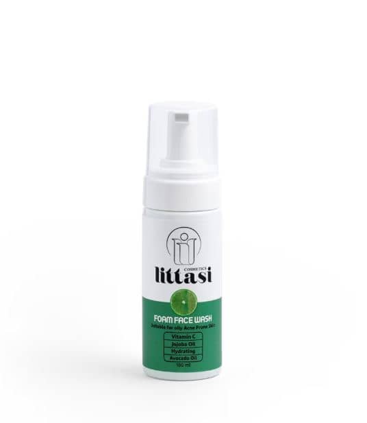 Littasi Vitamin C Brightening Facial Cleansing Foam for Oily & Combination Skin  Oil Control, Pore Refining & Hydrating Face Wash with Aloe Vera, Jojoba & Avocado Extracts (150 ml)