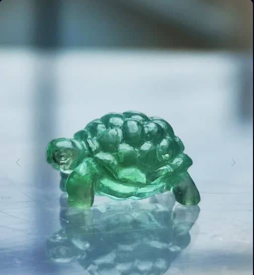 Handcrafted Natural Tourmaline Turtle Micro Gemstone Sculpture Jewelry Pendant Ring Stone – 5 Carat