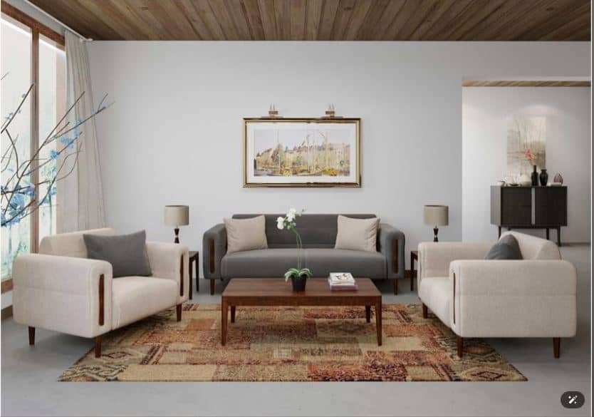 SIROM Contemporary Sofa , Solid Beech & Birch Wood Frame with High-Density Sponge