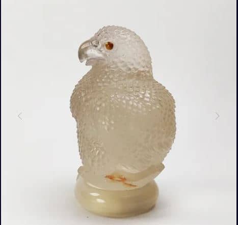 Handcrafted Smoky Quartz Mini Eagle Chick Perfume Bottle Decorative Collectible Statue Pendant Ornament