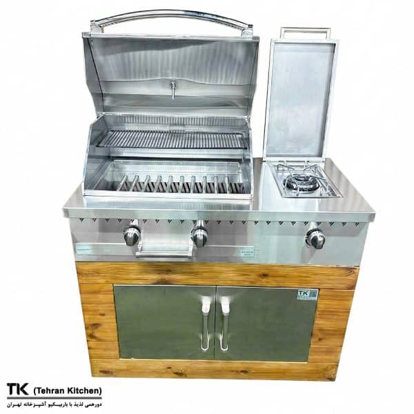 Tehran Kitchen 110 cm Stainless Steel BBQ Grill with Thermowood Cabinet and Side Burner