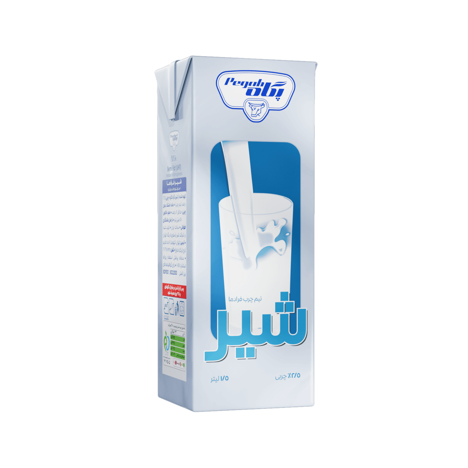 Pegah UHT Semi-Fat Sterilized Milk - 1.5 Litre