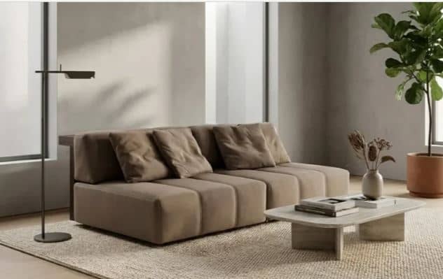 Zed Design Bita Modern 3-Seater Upholstered Sofa with Solid Natural Wood Frame, 220 cm