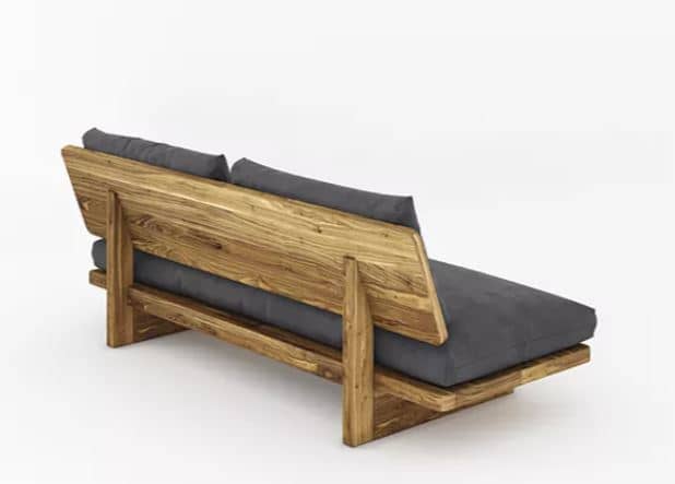Zed Design Modern Minimalist Walnut Wood Upholstered Sofa Bench