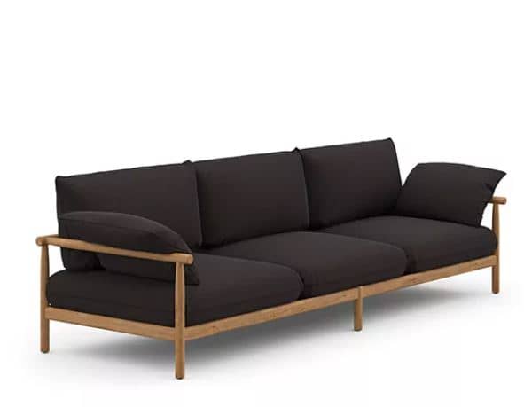 Zed Design Modern 3-Seater Sofa with Solid Natural Beech Wood Frame & Custom Upholstery