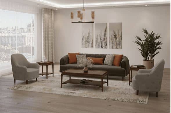 MARIN Contemporary Chesterfield Sofa , Solid Beech & Birch Wood Frame with Molded Polyurethane Foam