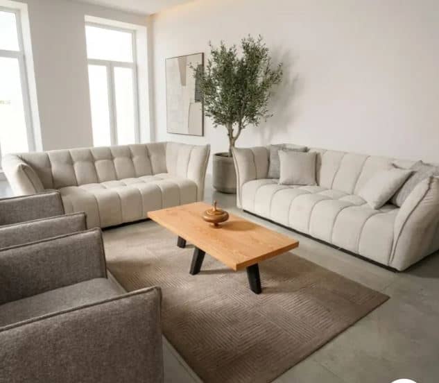 Zed Design Modern 8-Seater Solid Beech Wood Living Room Sofa Set