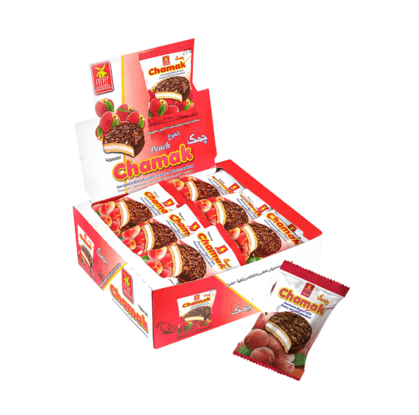 Chamak Chocolate Coated Cream Biscuit Sara Peach