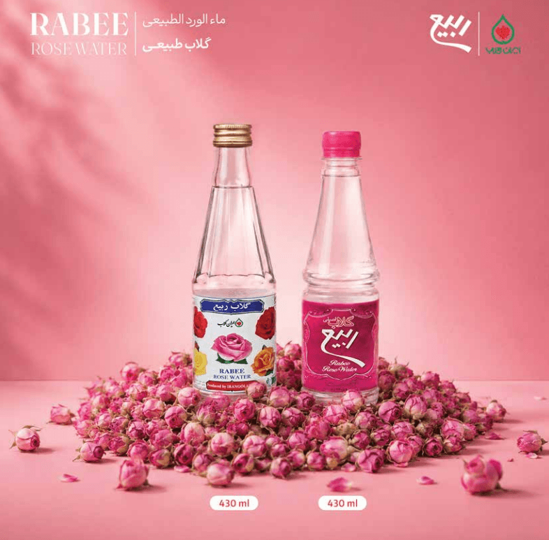 Rabee Original Rose Water 430ml Glass and PET Bottle