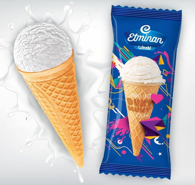 Eminan Scoop Cone Ice Cream  Vanilla, Cocoa & Saffron Flavors