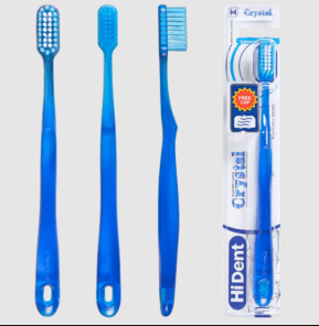 HiDent crystal medium toothbrush with cap