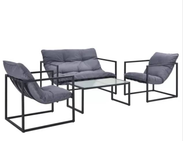 Zed Design Modern Outdoor Patio Furniture Set with Matte Black Powder-Coated Metal Frame