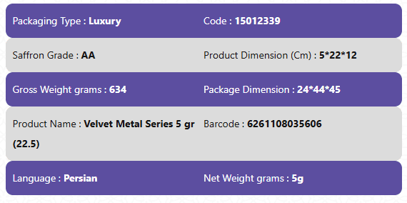 AA Grade Luxary Saffron Package-Velvet Metal Series 5 gr