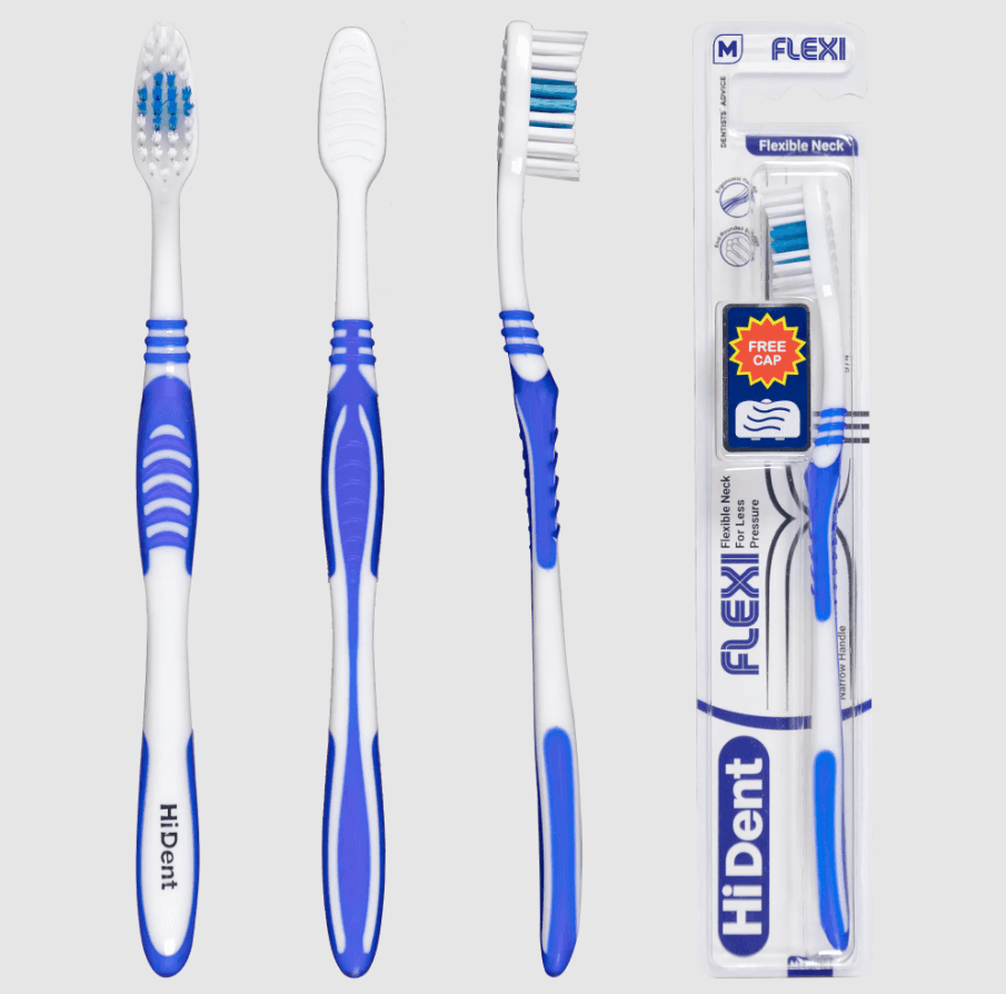HiDent Flexi soft-medium toothbrush with cap