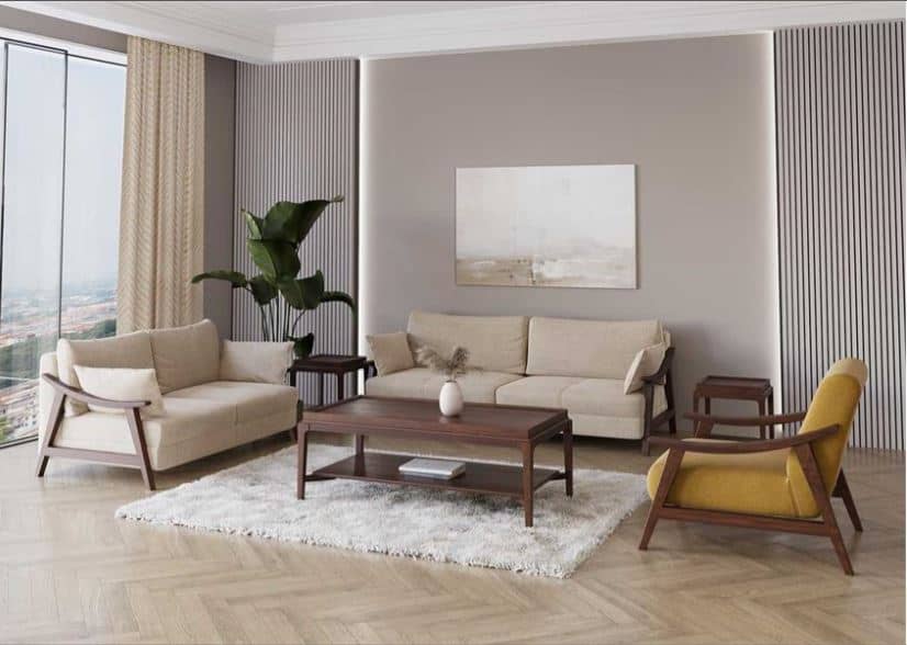 SIBON Modern Luxury Sofa ,Plywood & Birch Wood Frame with Molded Polyurethane Foam