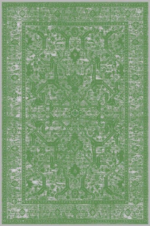Vintage Persian Border Carpet  700 Reeds (Emerald Green)